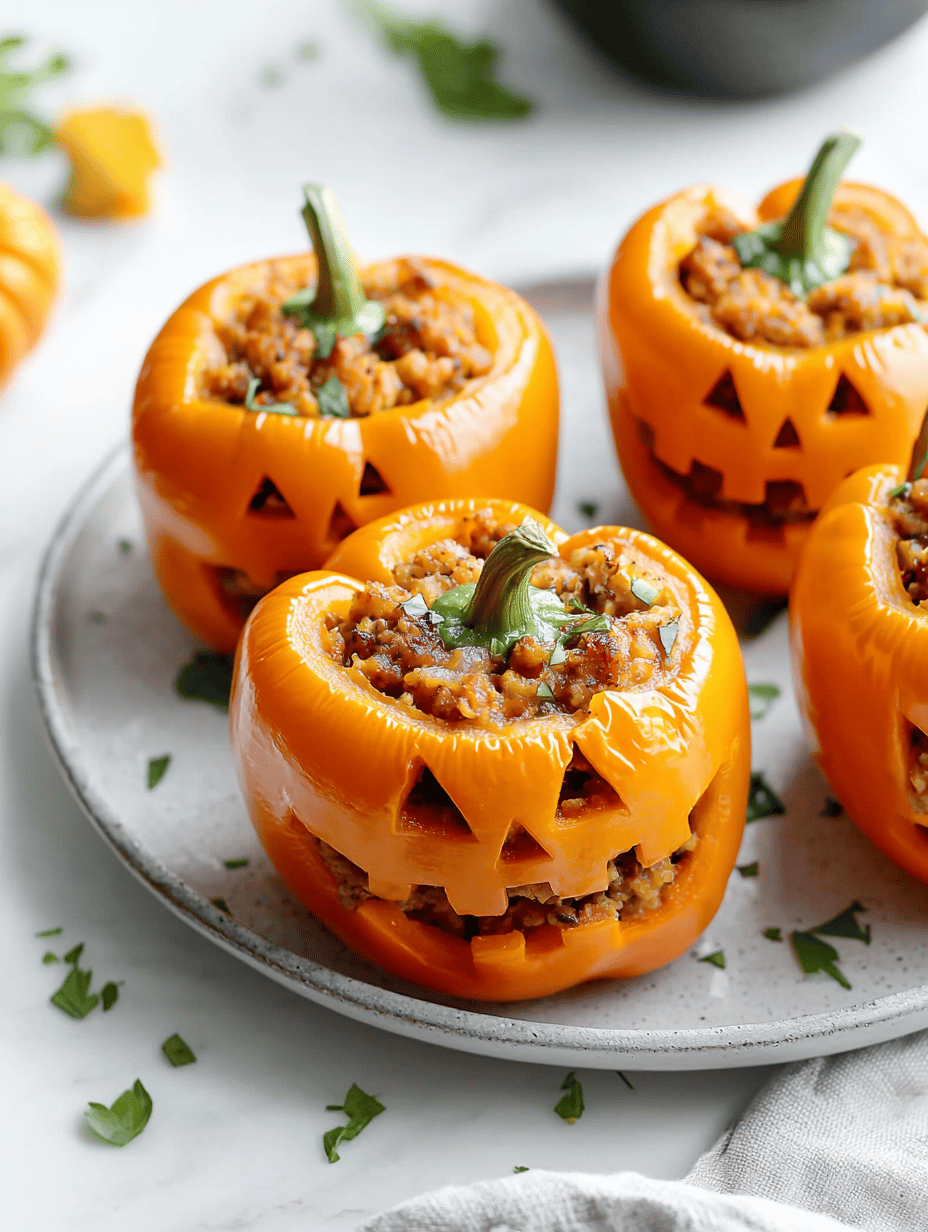 Cheesy Jack-o’-Lantern Stuffed Peppers: A Spooky Bite with a Surprise