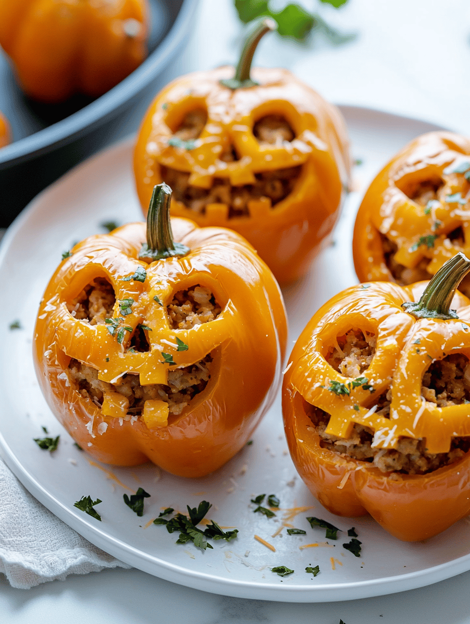Halloween Jack-o’-Lantern Stuffed Bell Peppers: A Spooky Feast